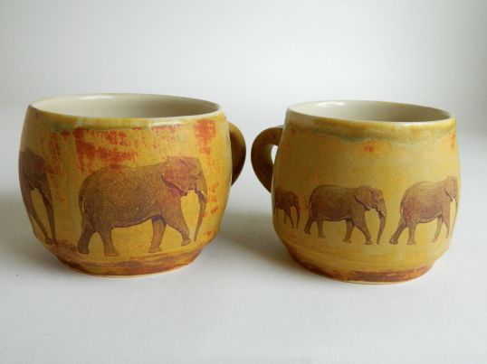 Pair of Elephant Mugs, 3.25