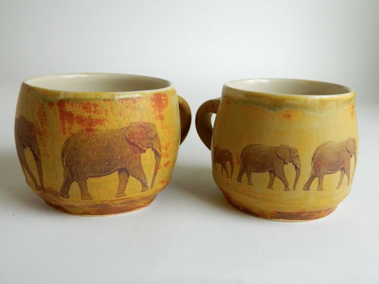 Pair of Elephant Mugs, 3.25