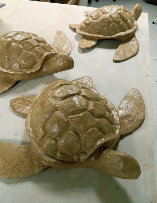 Large Turtle Urns, recycled paper, 12